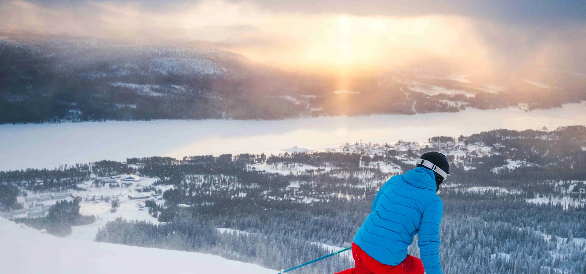 skidåkare i backen